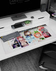 Ichika, Nino, Miku, Yotsuba & Itsuki smiling anime desk pad 36x16 inches for a cozy setup.