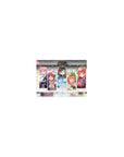 Classic anime girl mouse pad 14x10 inches with five smiling sisters, frame blocks, confetti and florals.