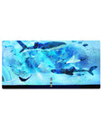 Anime girl mouse pad 32x16 inches with ocean scene, whale sharks, tiny fish, and starry details.
