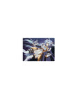 Classic anime girl mouse pad 14x10 inches with sci‑fi goddess in white armor, gold trim, starfield hair.