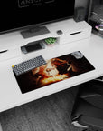 Shanks placing the straw hat on young Luffy scene anime mouse pad 28x12 inches, warm memory style.