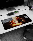 One Piece mouse pad 32x16 inches showing Shanks placing the straw hat on young Monkey D. Luffy.