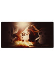 One Piece anime mouse pad 32x16 inches with Shanks and Luffy, Jolly Roger shapes, crisp desk art.