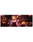Asuna anime mouse pad, 32x12 inches, featuring her serene expression under sakura blossoms and lantern-lit rooftops.