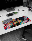 Anime mouse pad 32x12 inches featuring Team 7—Sakura, Naruto, and Sasuke—in dynamic sketch-art with vivid colors.
