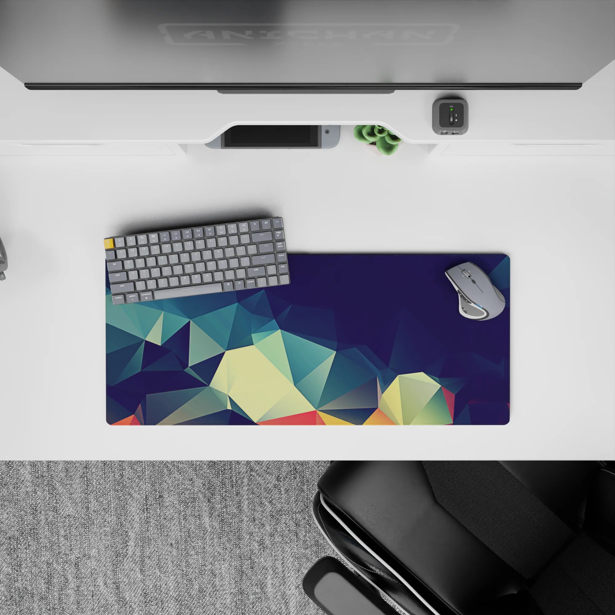 Abstract Polygon Deskmat | Mousepad | Deskpad - Prismatic Polygon Flow - AniChan