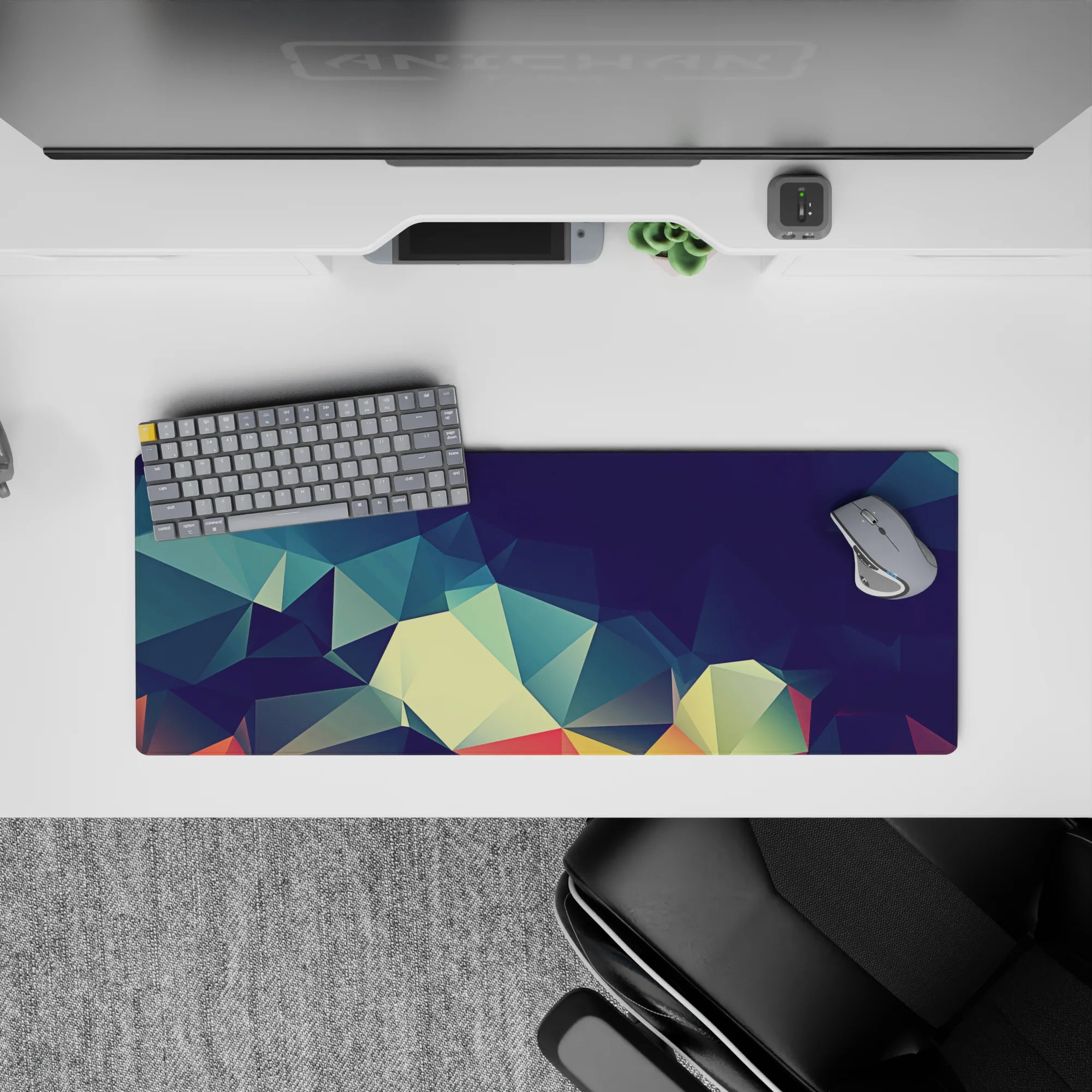 Abstract Polygon Deskmat | Mousepad | Deskpad - Prismatic Polygon Flow - AniChan