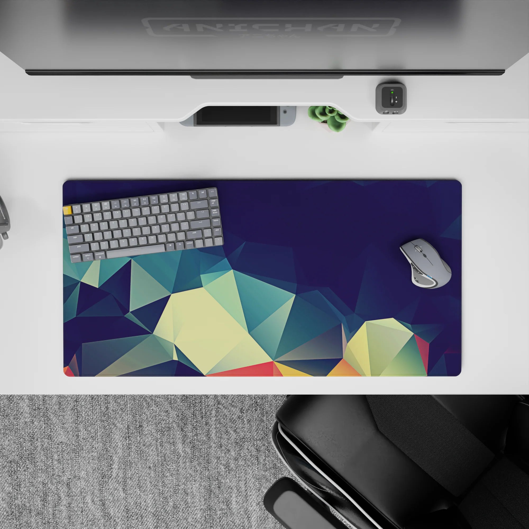 Abstract Polygon Deskmat | Mousepad | Deskpad - Prismatic Polygon Flow - AniChan