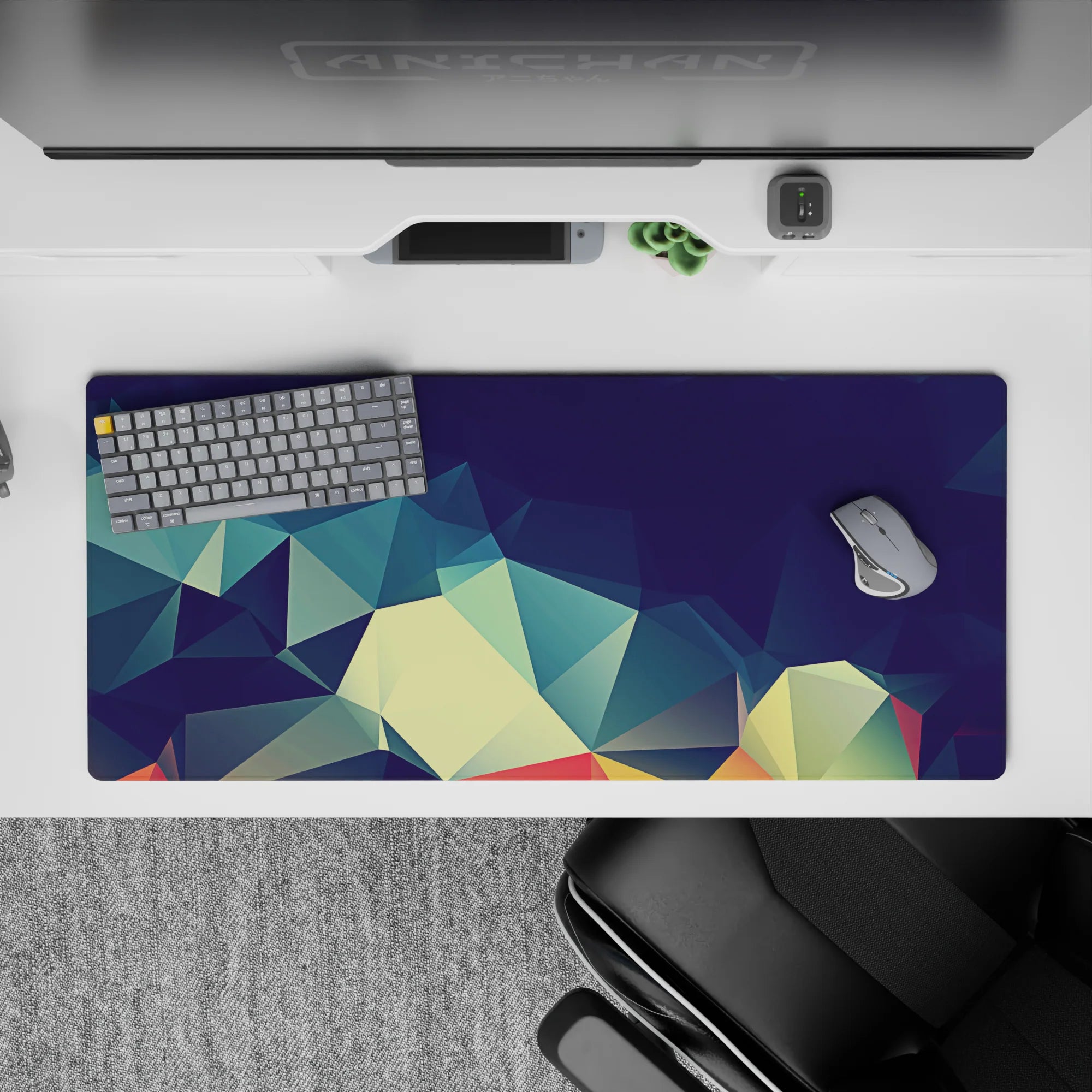 Abstract Polygon Deskmat | Mousepad | Deskpad - Prismatic Polygon Flow - AniChan