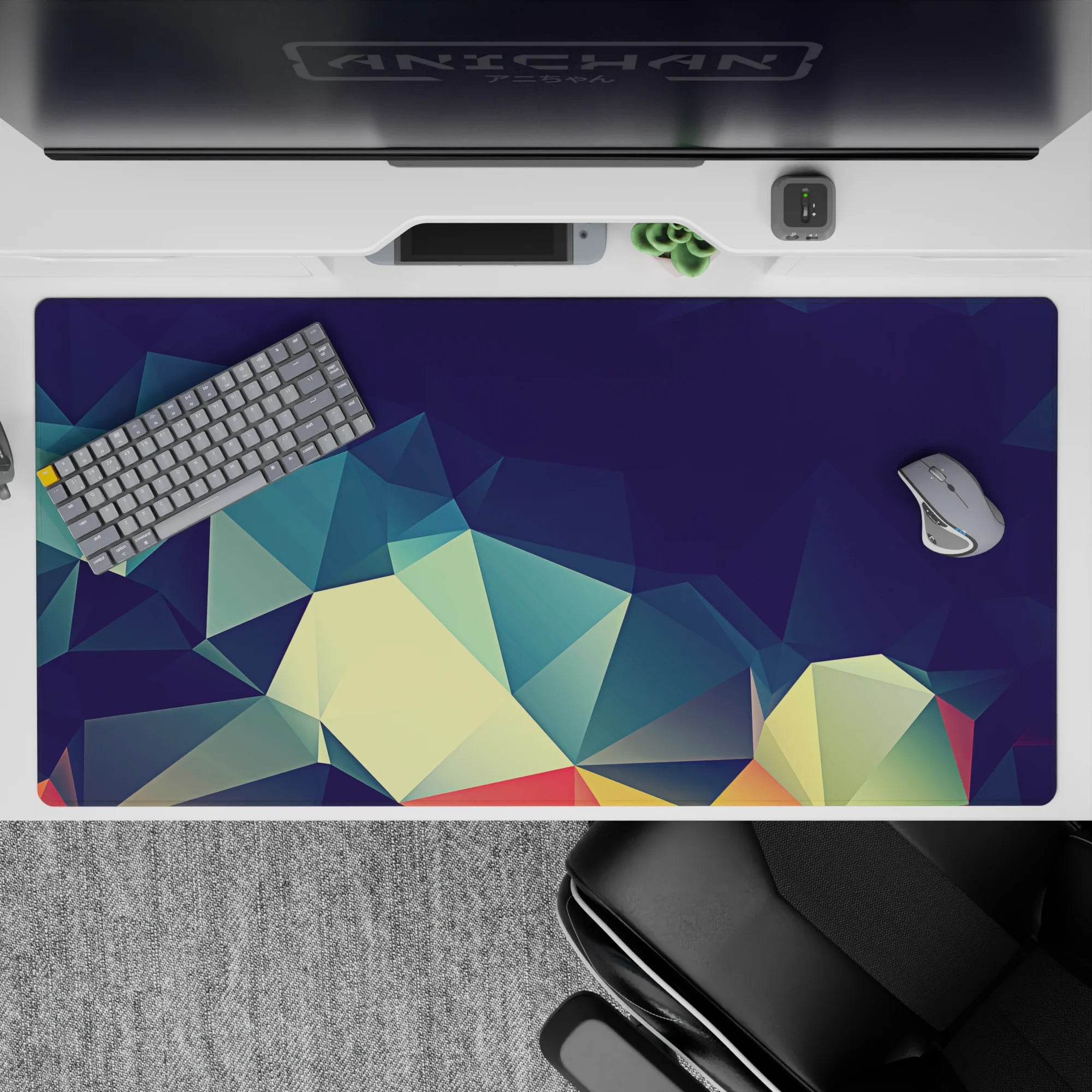 Abstract Polygon Deskmat | Mousepad | Deskpad - Prismatic Polygon Flow - AniChan