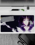 32x16 inches mouse pad with soft violet glow on a midnight background, twinkling specks, and a playful vibe.