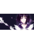 36x16 inches anime girl desk pad with purple-eyed sailor outfit, tiara, and ribbon wand on midnight.
