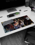 Anime mouse pad 32x16 inches featuring Albedo and Ainz Ooal Gown from Overlord in a regal throne room setting.