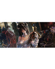 Anime desk pad 36x16 inches featuring Albedo and Ainz Ooal Gown from Overlord in a regal, painterly style.