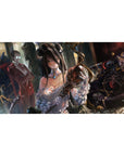 Anime desk pad 40x20 inches featuring Albedo and Ainz Ooal Gown from Overlord, with a regal and dreamy painterly vibe.