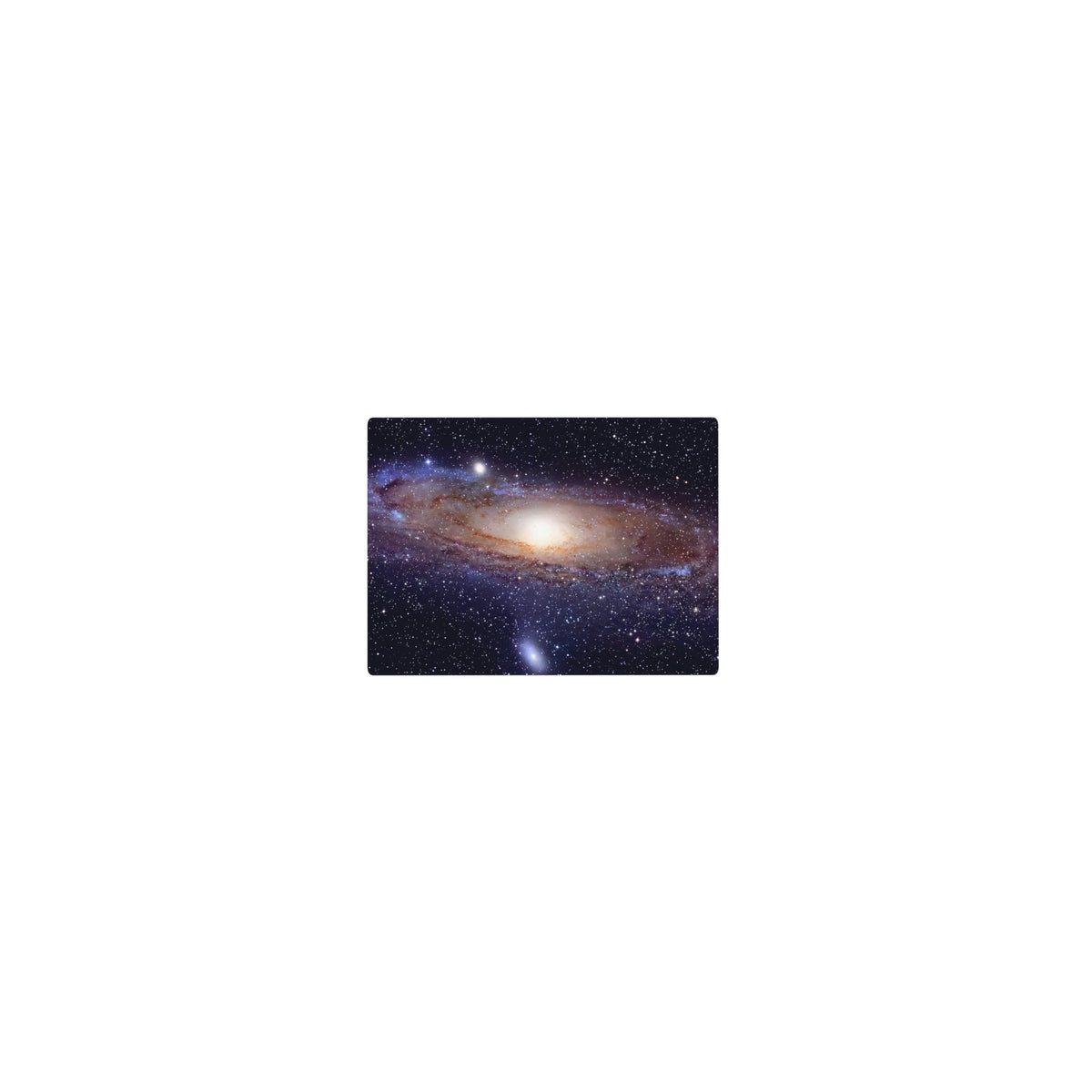Galaxy swirl classic mouse pad 14x10 inches with tiny stars and a soft glowing core.