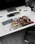 Sol Badguy with spiky hair and red headband, Ky Kiske behind, anime mouse pad 32x16 inches.