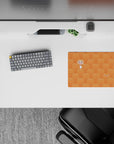 Warm tangerine-toned anime mouse pad 14x10 inches, cute pattern, cozy playful vibe for long nights.