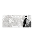 28x12 inches anime mouse pad with manga-style shopping street, lantern signs, banners, and crisp linework.