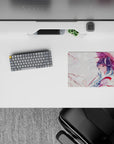 Soft pastel anime mouse pad 14x10 inches in pink and white, calming spring vibe with blush accents.