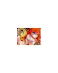 Classic anime girl mouse pad 14x10 inches with orange-haired mage, blue eyes, fluffy collar, gold magic swirl.