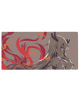 32x16 inches anime girl mouse pad with horned demon girl art, flowing hair, and flame swirl accents.