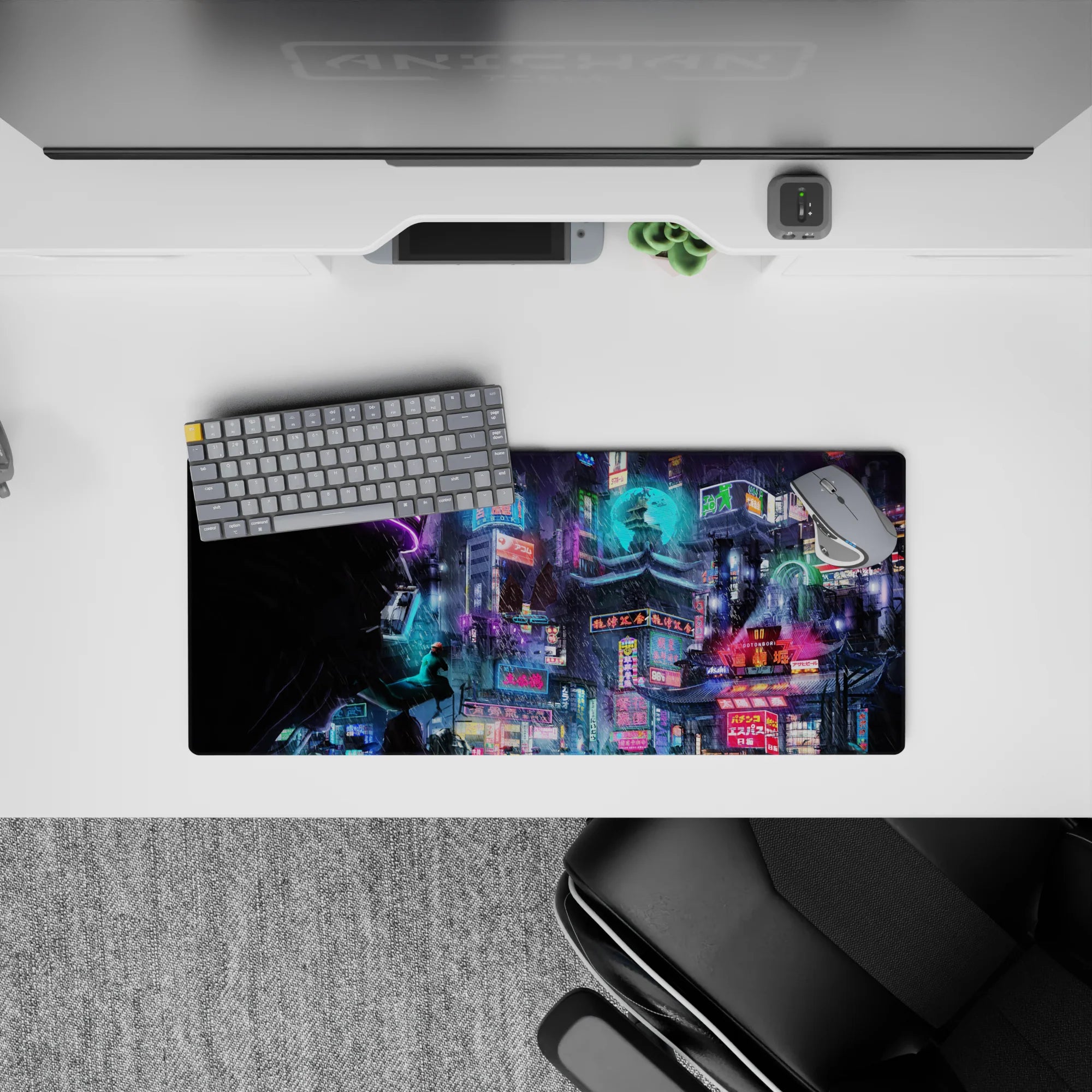 Fantasy Landscapes Deskmat | Mousepad | Deskpad - Neon Dystopia