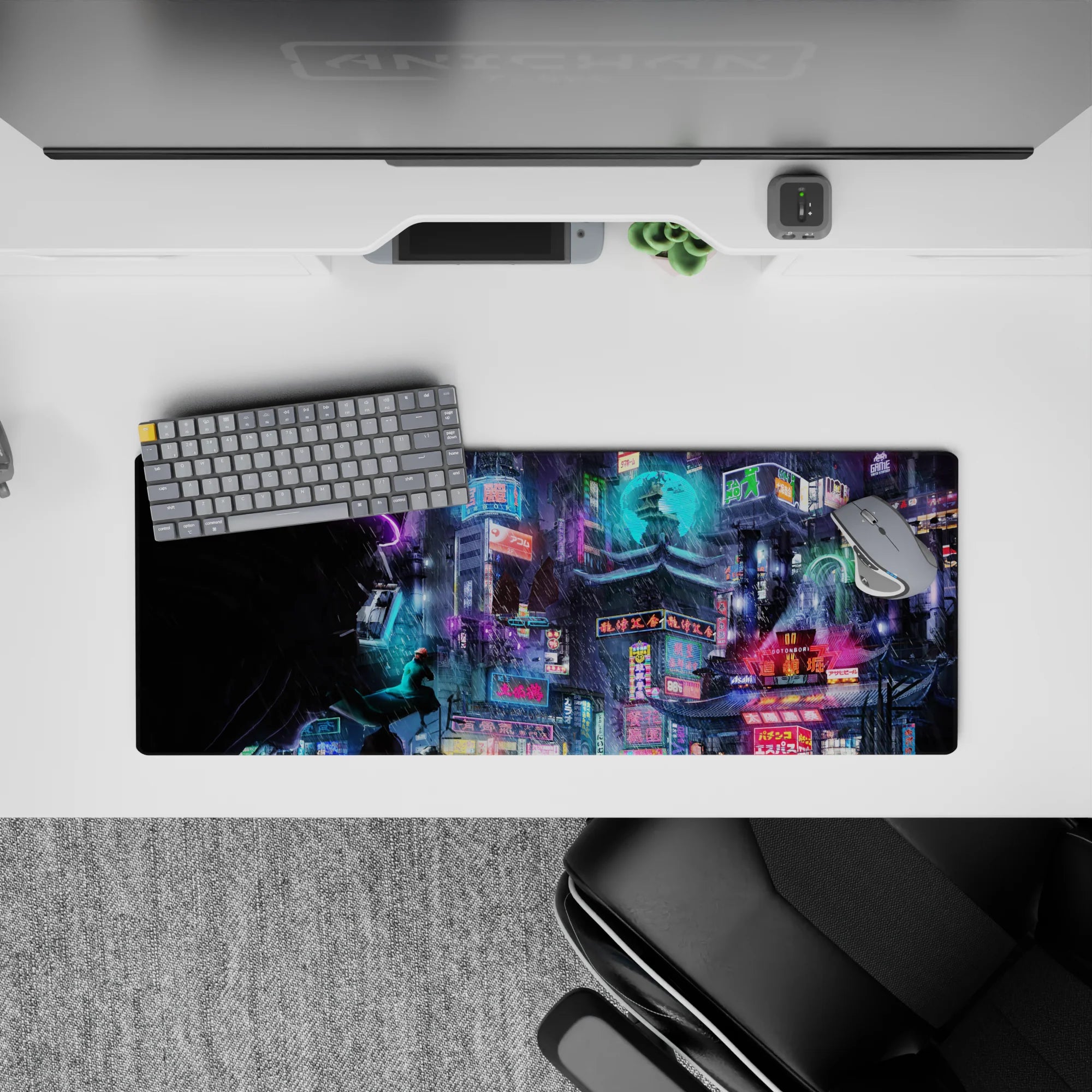 Fantasy Landscapes Deskmat | Mousepad | Deskpad - Neon Dystopia