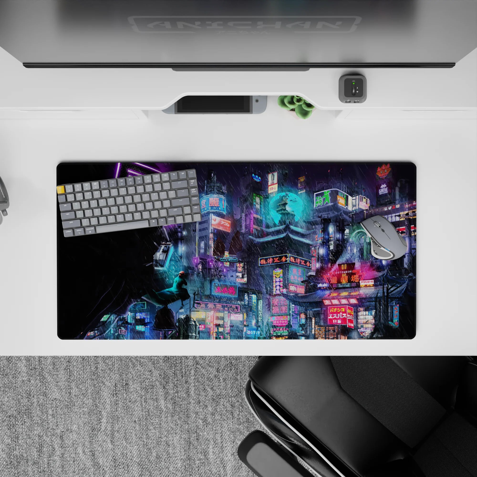 Fantasy Landscapes Deskmat | Mousepad | Deskpad - Neon Dystopia