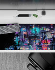 Fantasy Landscapes Deskmat | Mousepad | Deskpad - Neon Dystopia