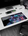 Fantasy Landscapes Deskmat | Mousepad | Deskpad - Neon Dystopia