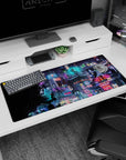 Fantasy Landscapes Deskmat | Mousepad | Deskpad - Neon Dystopia