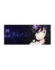 28x12 inches anime girl mouse pad with dark-haired heroine, black lace, and crystal flower details.