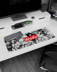 32x12 inches extended anime mouse pad showing multiple flirty heroines in layered grayscale panels under red Waifu.