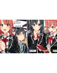 Oregairu anime girl desk pad 40x20 inches with Hachiman, Yukino, and Yui in school blazers.