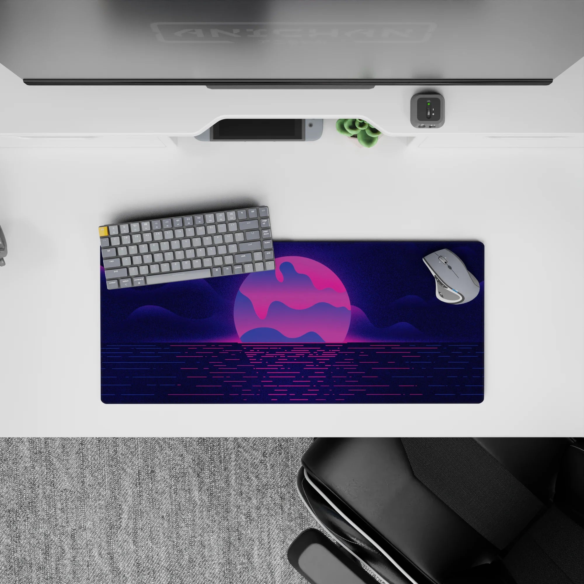 Retrowave - Vaporwave Deskmat | Mousepad | Deskpad - Neon Horizon - AniChan