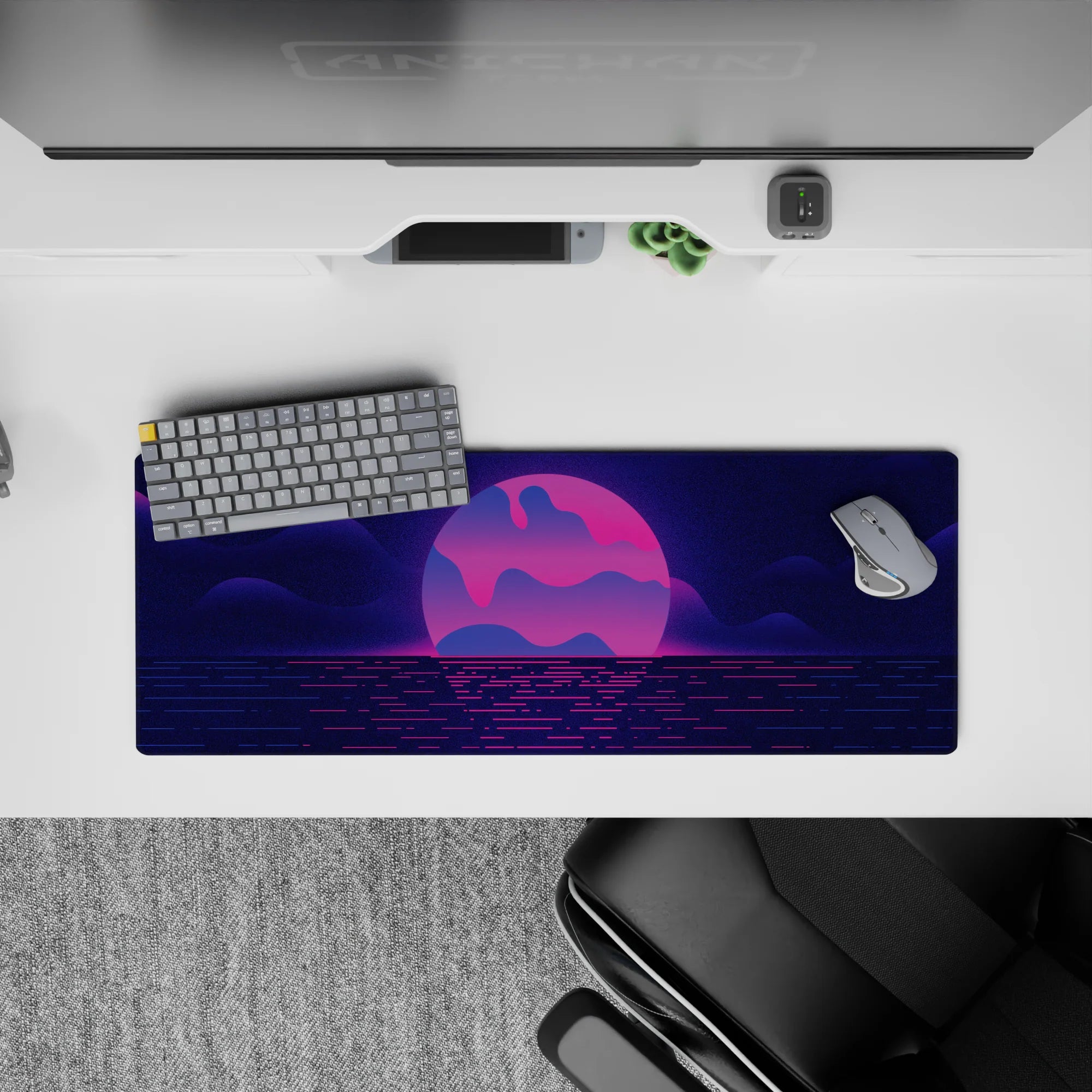 Retrowave - Vaporwave Deskmat | Mousepad | Deskpad - Neon Horizon - AniChan