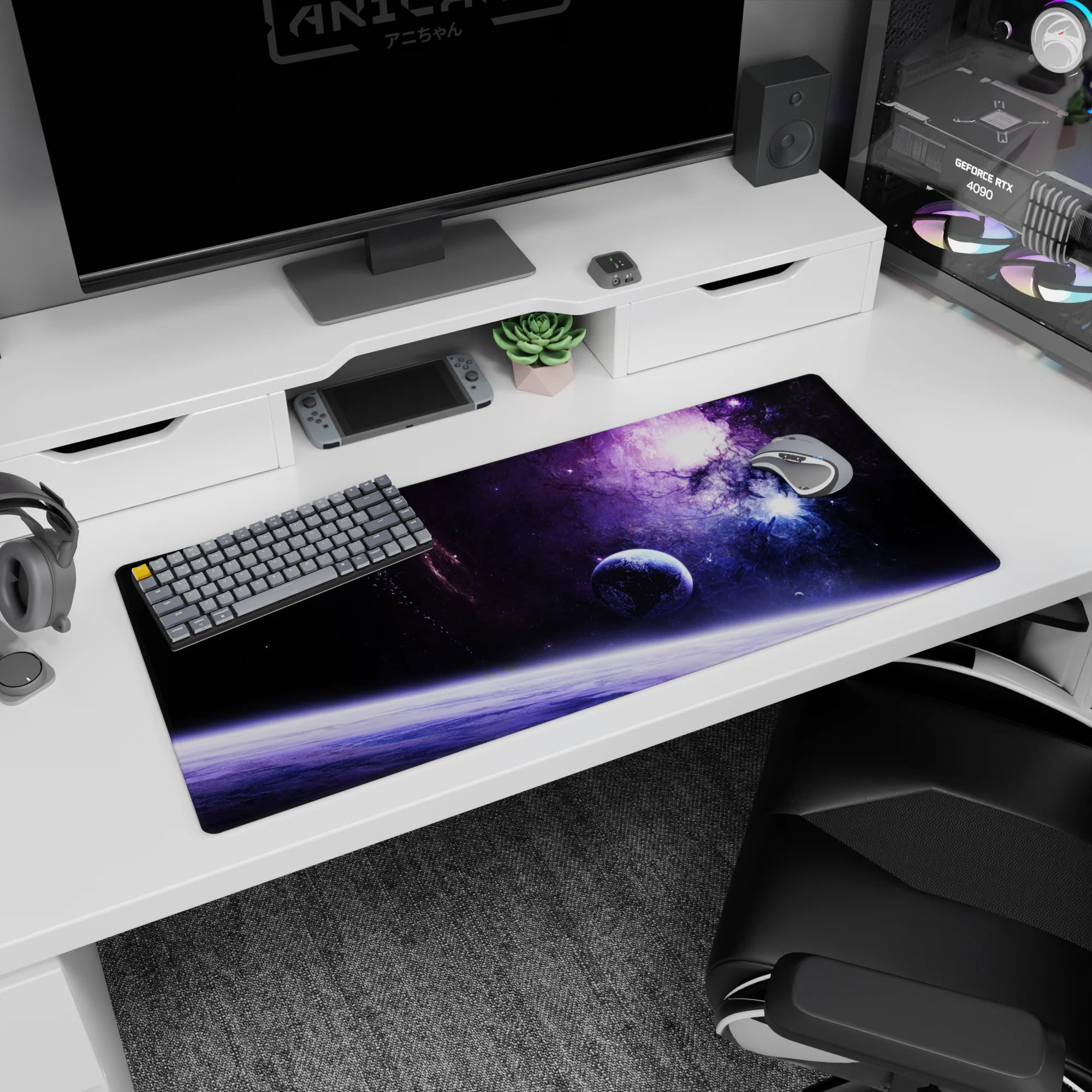 Midnight Nebula Orbit - Space Mouse Pad and Desk Pad – AniChan