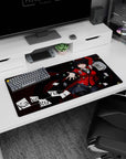 32x16 inches Kakegurui Yumeko Jabami mouse pad, sweet grin reaching out with flying cards and chips.