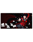 32x16 inches anime girl mouse pad with casino checker swirl, cards, chips, and bold desk mat art.