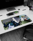32x16 inches Gundam 00 mouse pad showing Lockon Stratos leaning cool as Dynames towers behind.