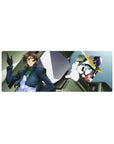 32x12 inches anime mouse pad featuring Lockon Stratos with Gundam Dynames, bold mech panels and V-fin.