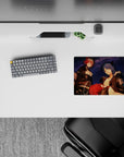 Anime girl mouse pad 14x10 inches in deep navy with punchy red accents, starry-night vibe, cozy chaos.