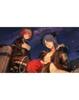 Anime girl desk pad 40x20 inches with two confident characters, fur-trim jackets, and steel cases.