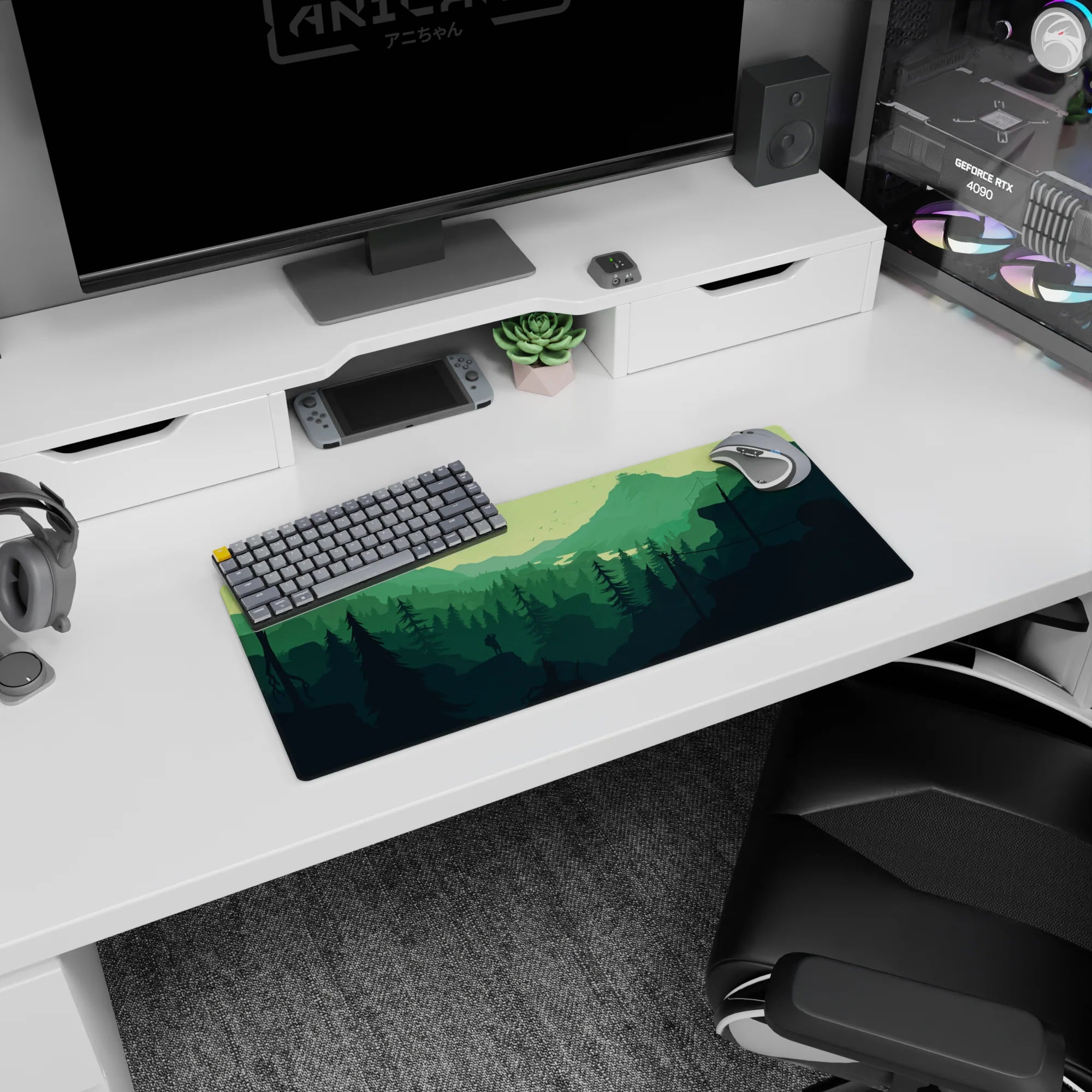 Vector Landscapes Deskmat | Mousepad | Deskpad - Forest Trek