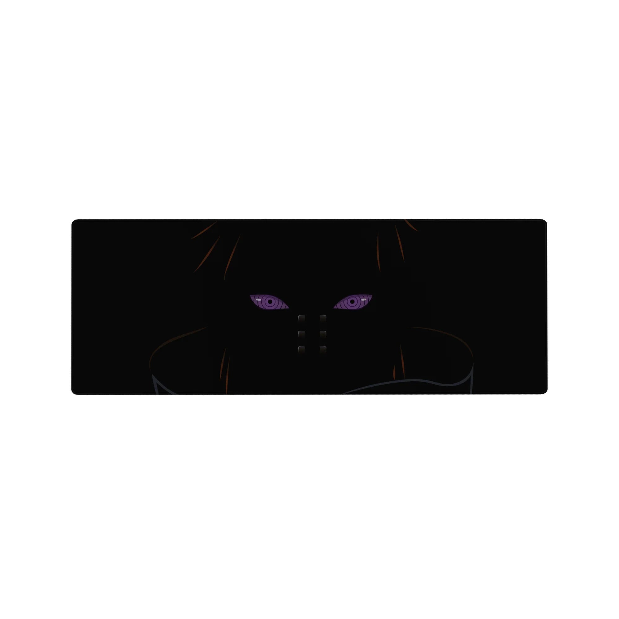 Naruto Pain anime mouse pad with Rinnegan eyes, piercings, and clean dark silhouette, 32x12 inches.