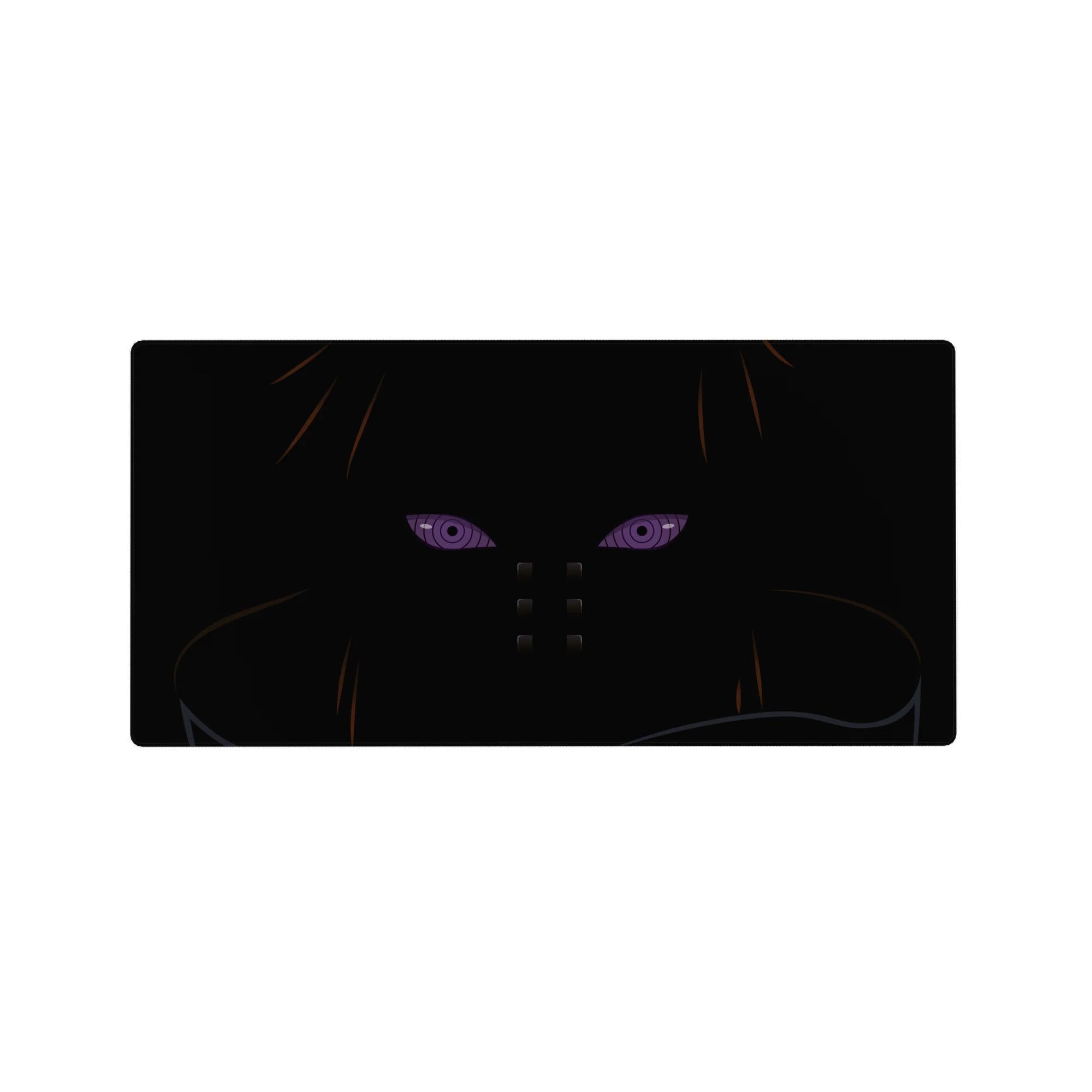 32x16 inches anime mouse pad with Pain-inspired Rinnegan eyes, dark silhouette, and clean detailed linework.