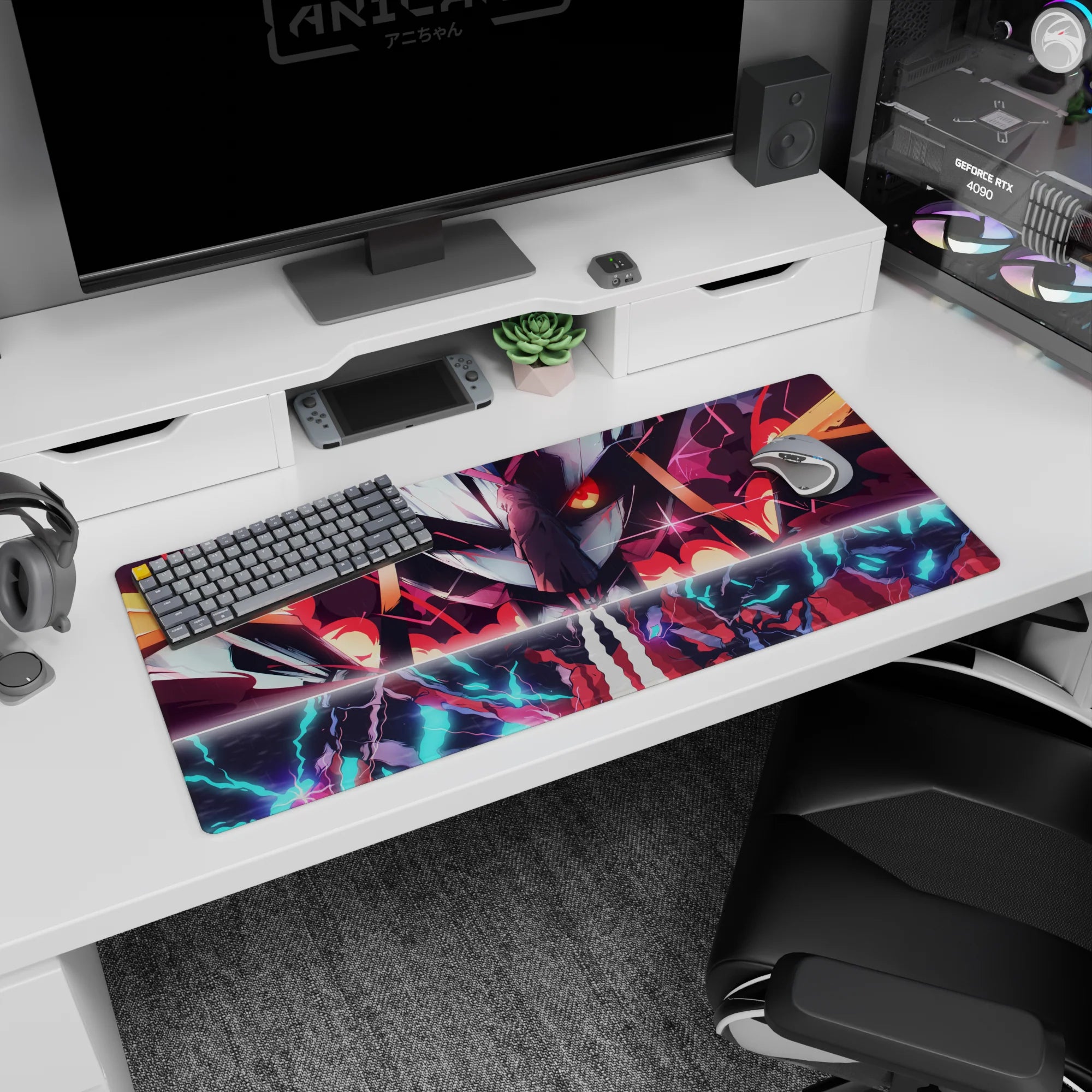 Epic artwork on 36x16 mouse pad captures the essence of power and chaos with cinematic precision