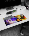 28x12 inches Naruto Shippuden mouse pad showing Kurama-rage Naruto facing Sasuke with red Sharingan.
