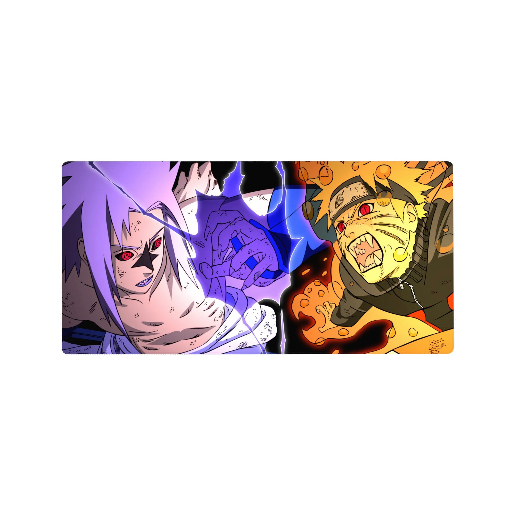 32x16 inches anime mouse pad with Naruto vs Sasuke battle art, crisp linework and comic panel style.